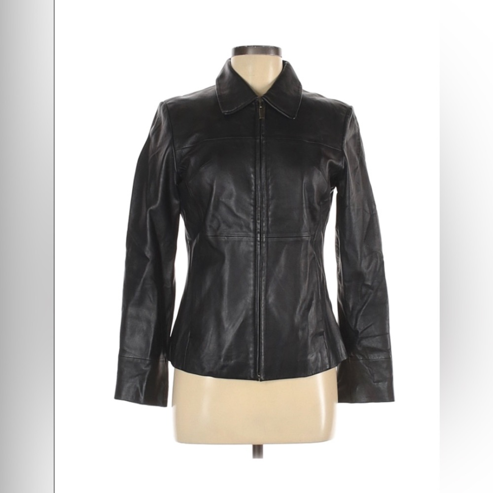 ❗️WILSON LEATHER BLACK ZIPPER JACKET VINTAGE EUC 🪷RARE FIND 🪷 fits xs-s